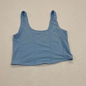 Pacsun PAC Cares Blue Seam Detail Crop Tank Top Women’s Size Medium